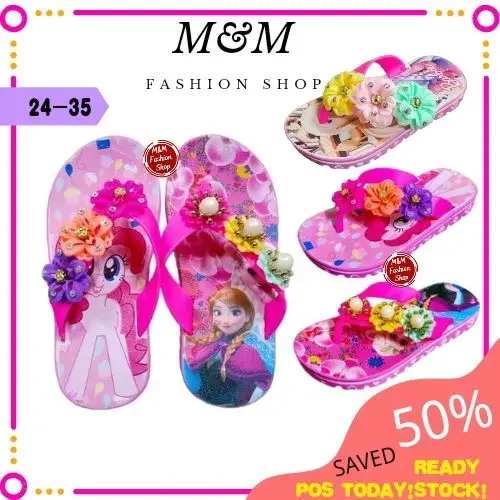 「MMFS」1-8years Kid's Casual Beauty Slippers | Flower Pony Frozen shoes
