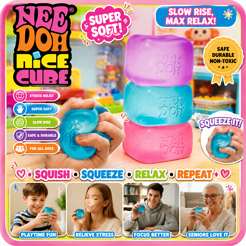 [3PCS SET]NeeDoh Cube Slow Rising Squishy Ball | Super Solid Pinch Sensory Stress Relief Toy ❤️ ASMR Fidget Gadget for Kids & Adults Cammuo ราคา 211 บาท*ส่งฟรี