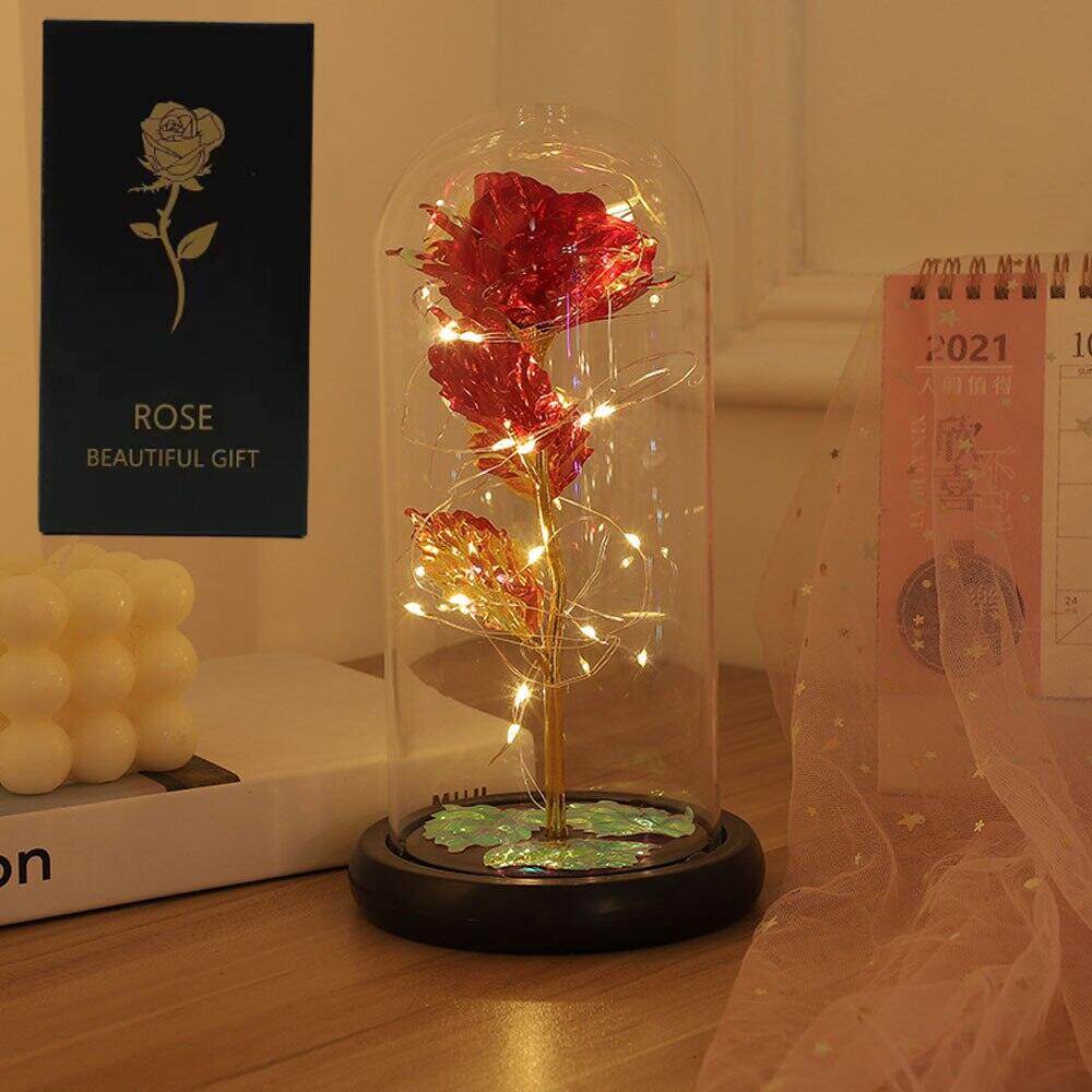 1pc Hot LED Enchanted Galaxy Rose Eternal Beauty Rose With Fairy Lights in Dome for Valentines Day Wedding Party Mothers Day