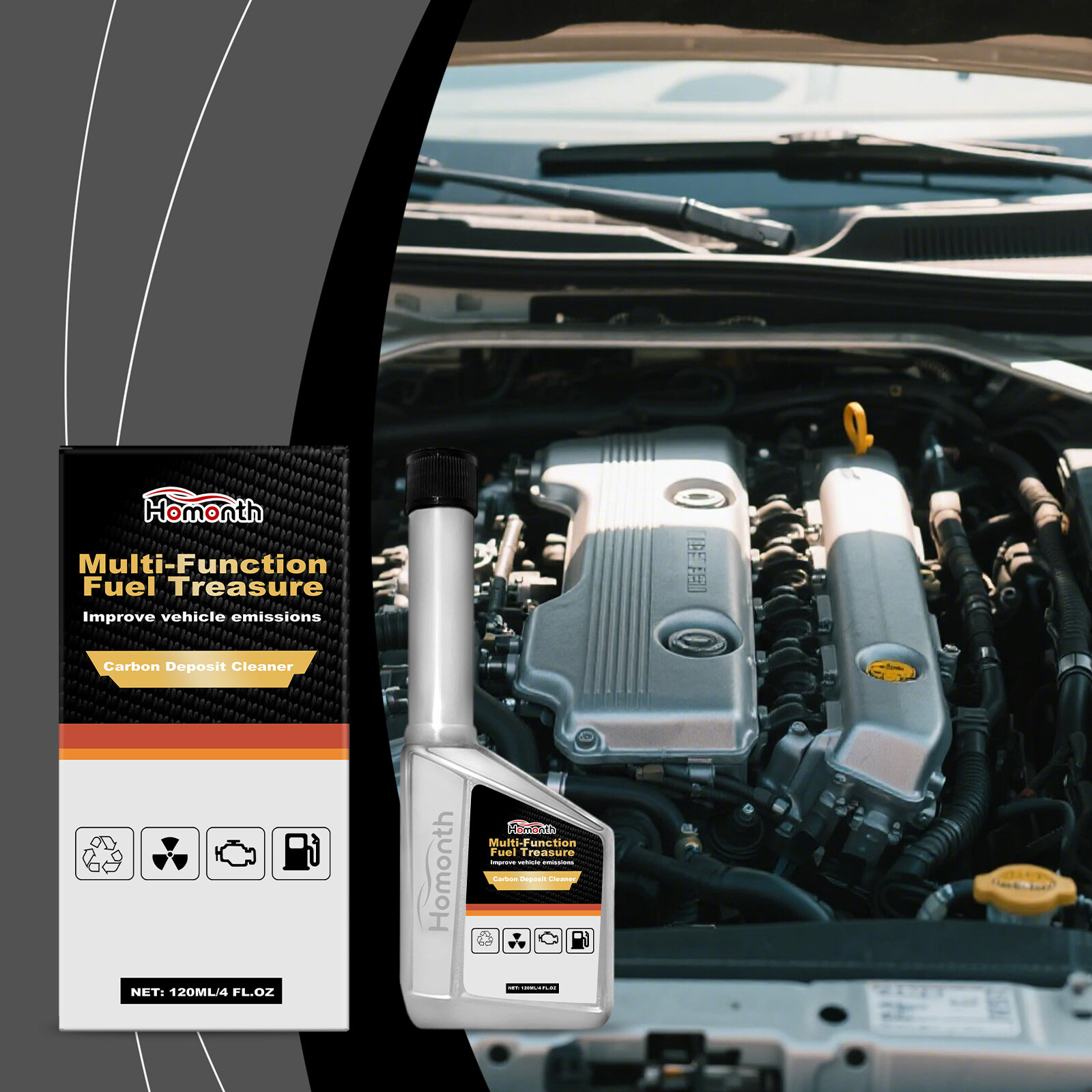 Homonth Carbon Cleaner Tự Động hệ thống động cơ Carbon Làm Sạch Tăng Cường Carbon Sạch Dầu Saver Hệ Thống Cleaner Sửa Chữa Cho động cơ xe hơi 120Ml