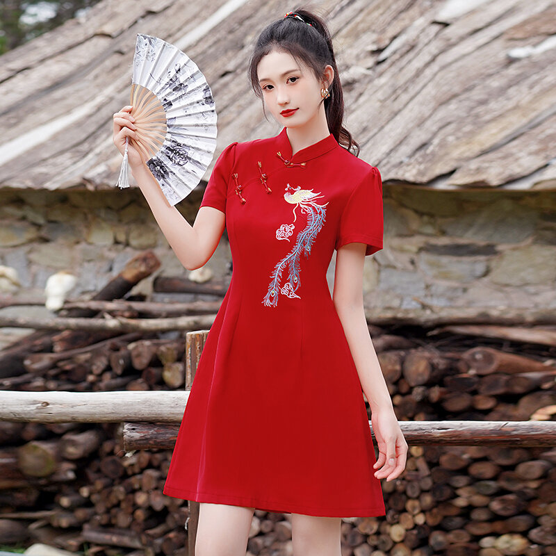 strapless open back dress Girl Chinese Cheongsam Dress, Girl Cheongsam Lunar New Year, Qipao Han –  Yummie Yee main image 0