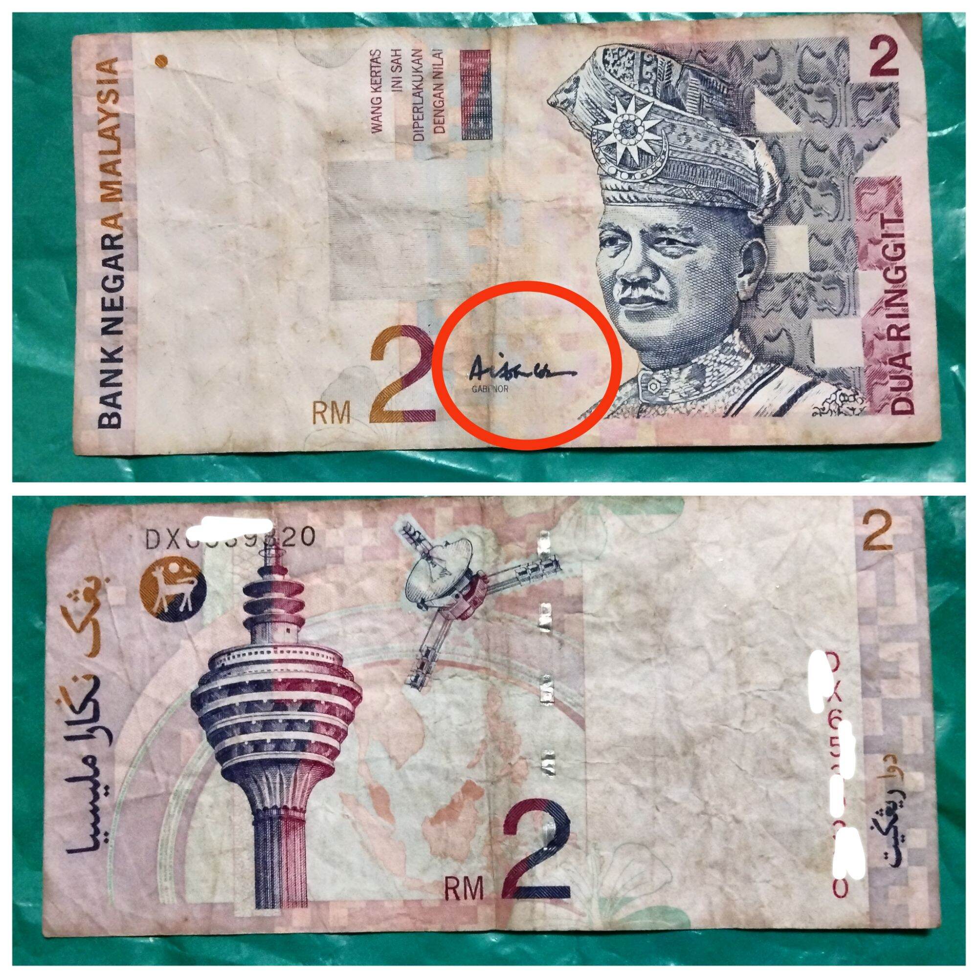 Original Malaysian 2 Ringgit Banknote Duit Lama Koleksi Aishah RM 2 Ringgit Note Collectible Physical Voucher.