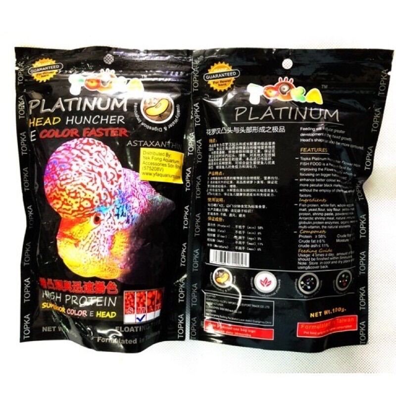TOPKA Flowerhorn FIsh Food Platinum Head Huncher 100g Lazada