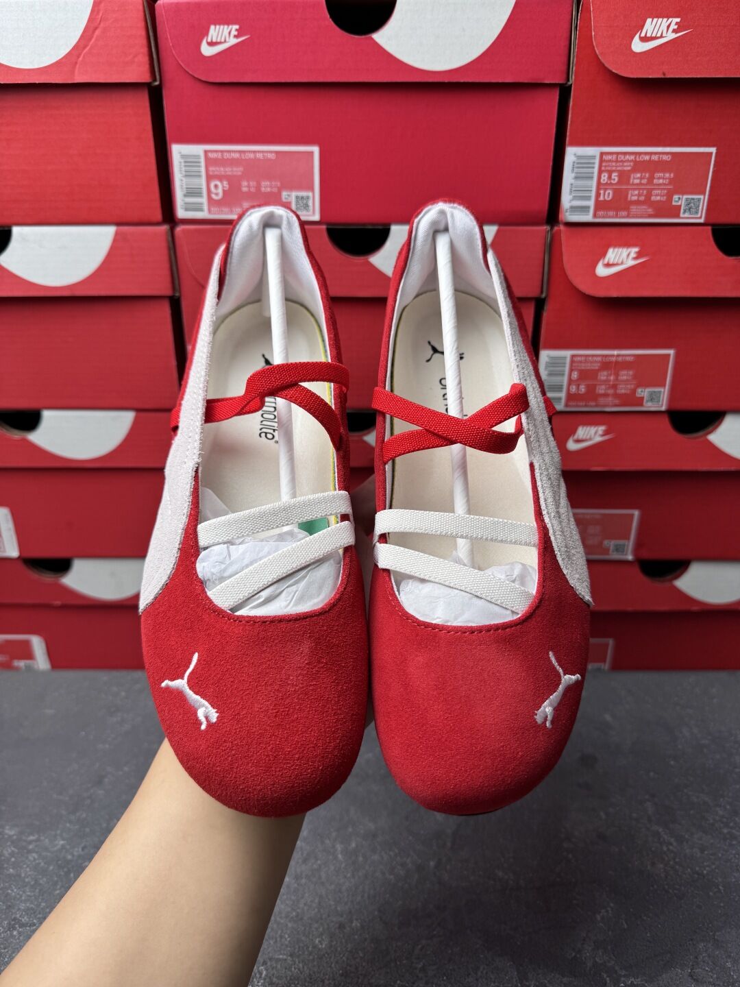 Puma Speedcat Ballet Original Genuine Women's Thin Bottom Comfortable and Lightweight Retro Sports and Leisure Training Sneakers Red and White Splicing Presyo 4,416 Piso*Libreng Shipping