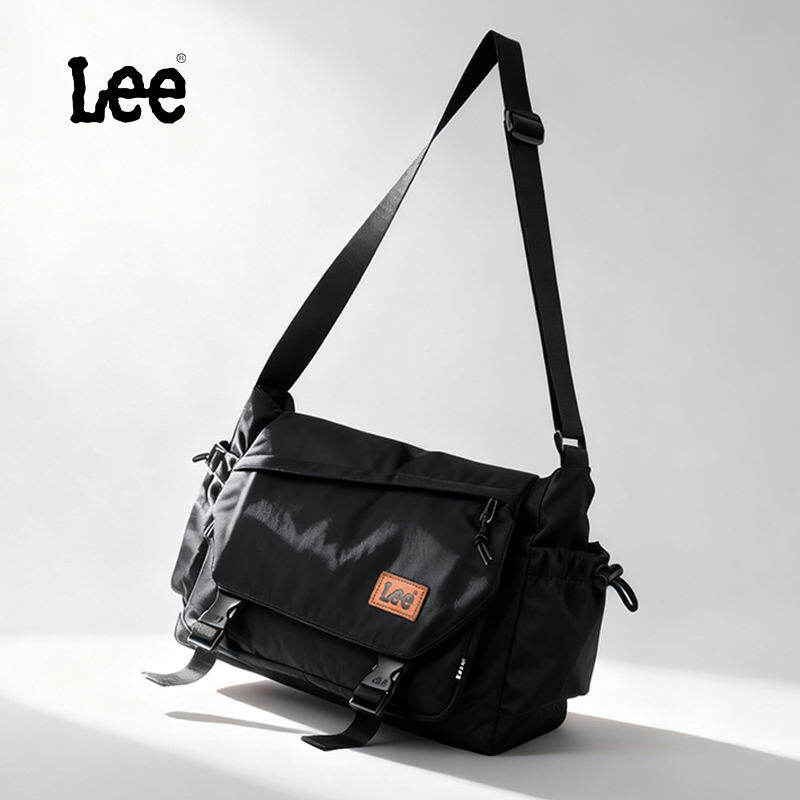 LEE Black Fashion Crossbody Bag For Women Male Flip Cover Waterproof Oxford Large Capacity Outdoor Messenger Bag For College Students With Anti-Theft Pocket