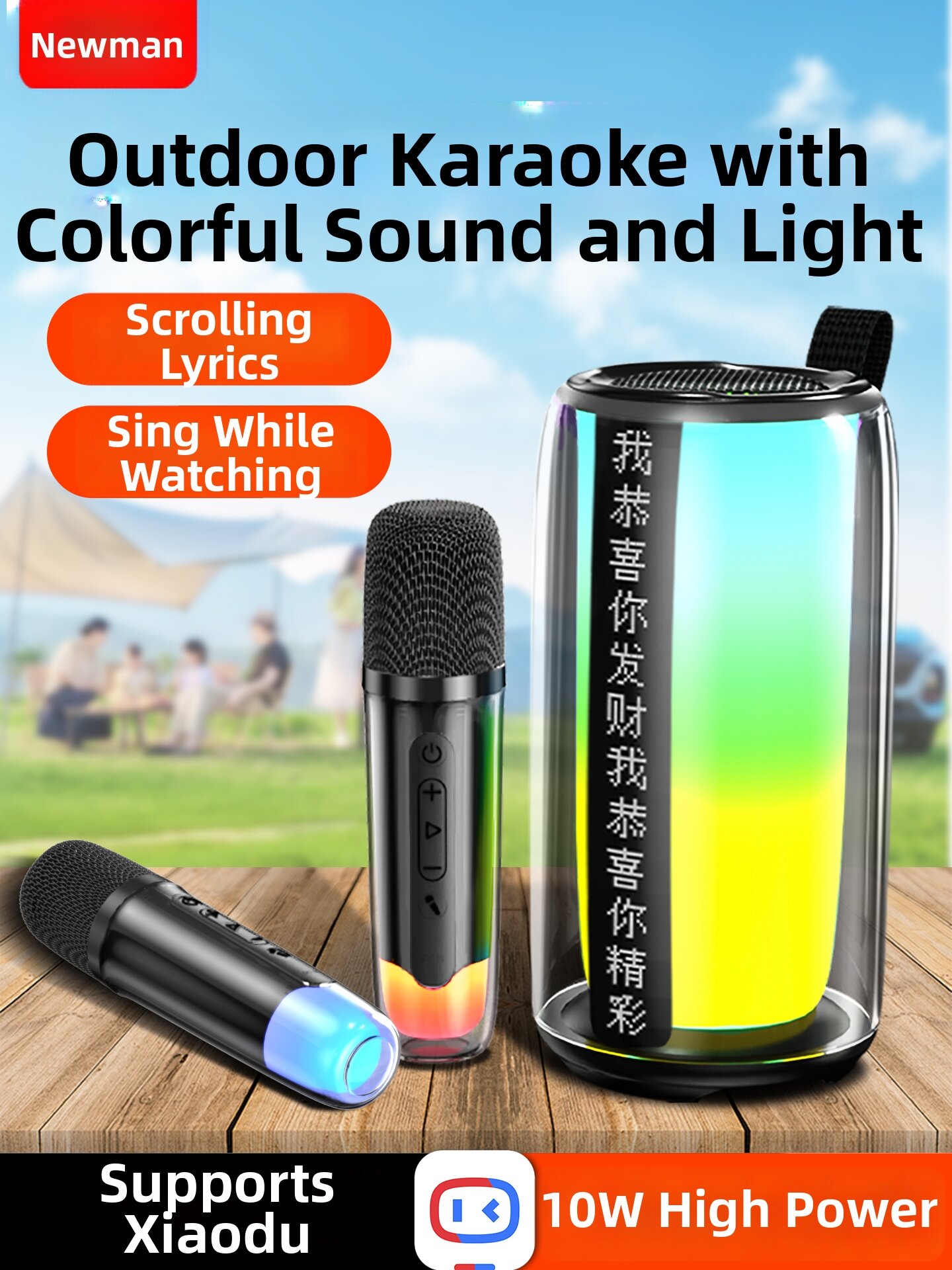 NIUMAN | Karaoke Bluetooth Speaker with Wireless Microphone Low Bass