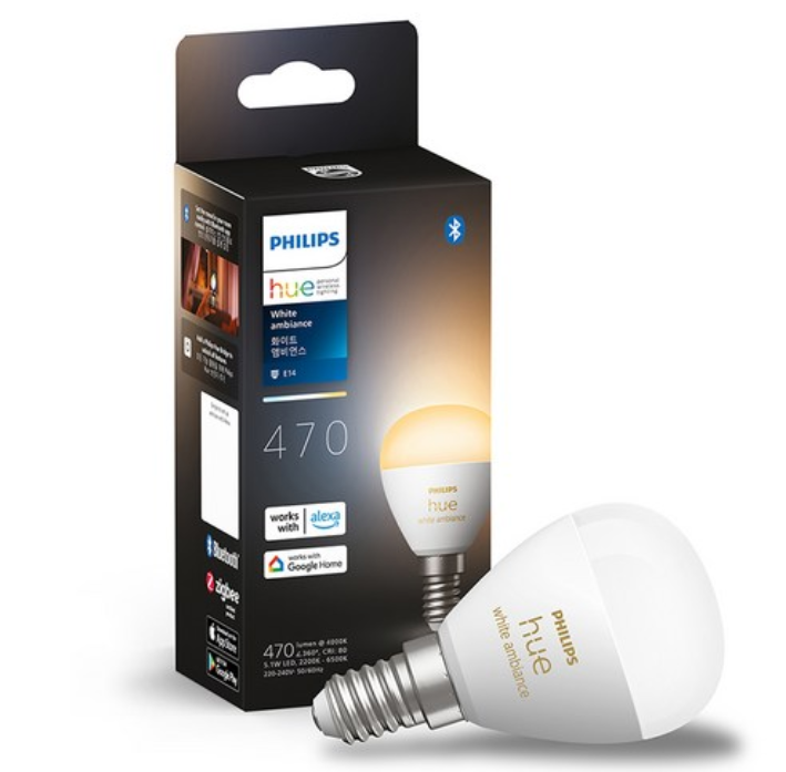 [Philips Hue] E14 Luster P45 Smart LED Bulb 470lm / WA White Ambiance or WCA White & Color / Bluetooth Zigbee