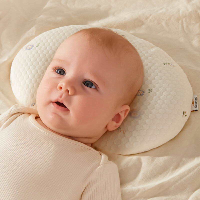 SUNVENO Newborns Baby Head Shaping PillowBaby Sleeping Breathable CushionPrevent Flat Head Correction Infant Pad for 0 -6 Months