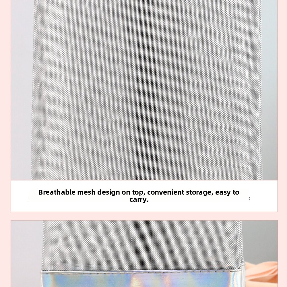 Large Capacity Dance Shoe Bag With Mesh And Silver Zipper_voghion.com