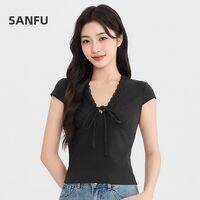 SANFU | Lace Trim and Bow Detail Shirt