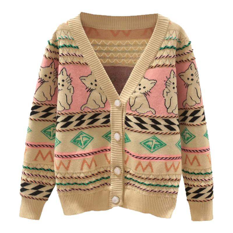 La Chapelle Girls Knitted Sweater V-Neck Tassel Autumn Winter Fashionable Children's Outerwear Long Sleeve Cartoon Print Harga  169 Ringgit*Penghantaran Percuma