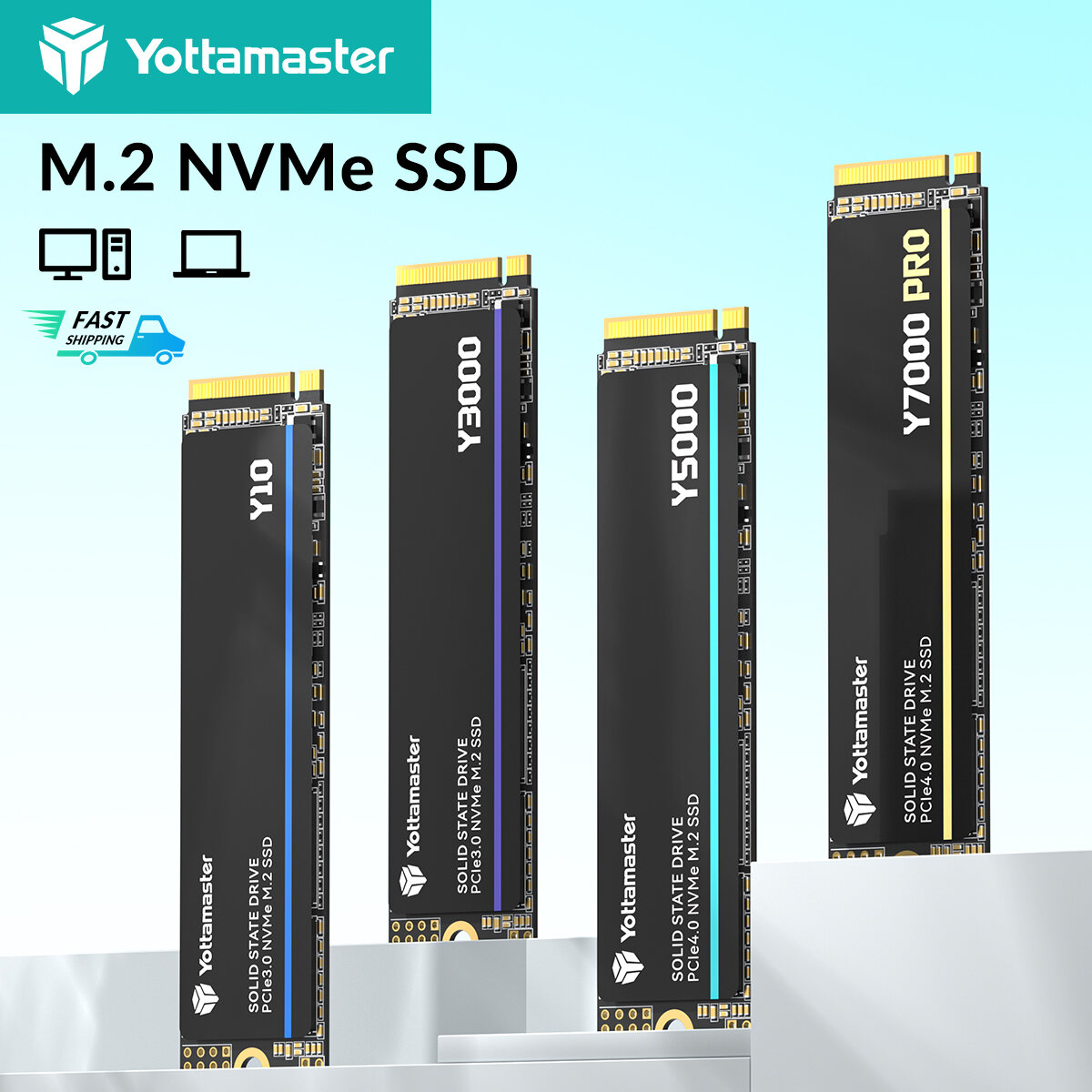 Yottamaster M.2 NVMe SSD 2280mm Nội Bộ ổ cứng lưu trữ thể rắn SSD với tấm làm mát PCIe 3.0 PCIe 4.0