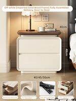 SAMEDREAM | Luxurious Solid Wood Bedside Cabinet for Home Bedroom Cream Style