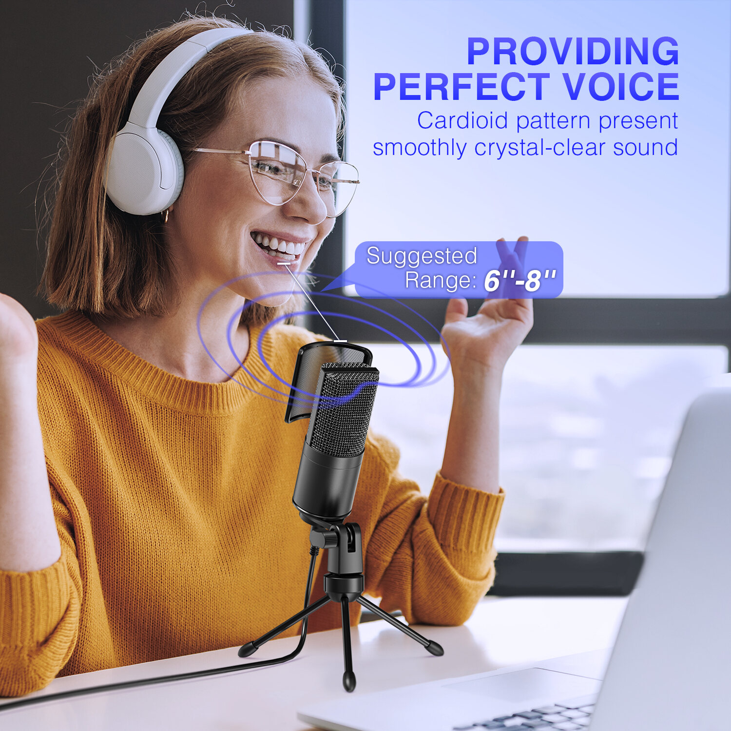 FIFINE USB Streaming Microphone with Pop Filter,Condenser Mic Set with Tap-to-Mute&Vol Control for PC,Recording,YouTube-K669PRO1. 