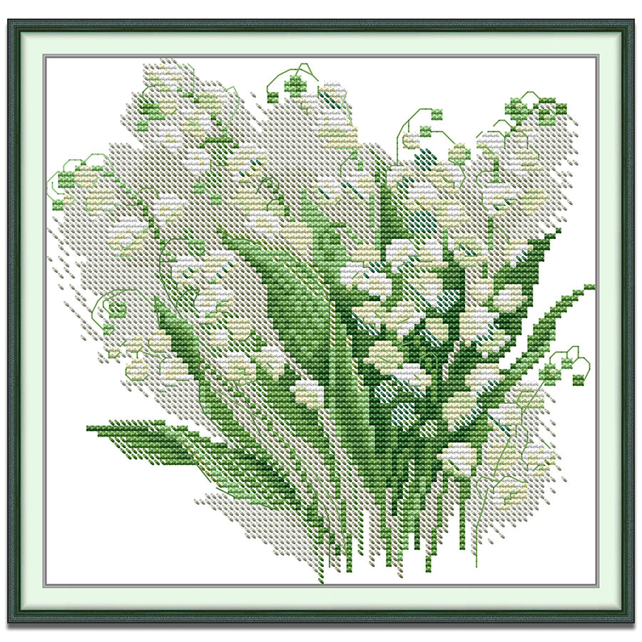 Cross Stitch Set Blue Flower Full Kit with Pattern 14/11CT