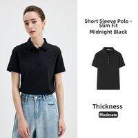 Navigare | Sailboat Style Black Polo Shirt Womens Short Sleeve