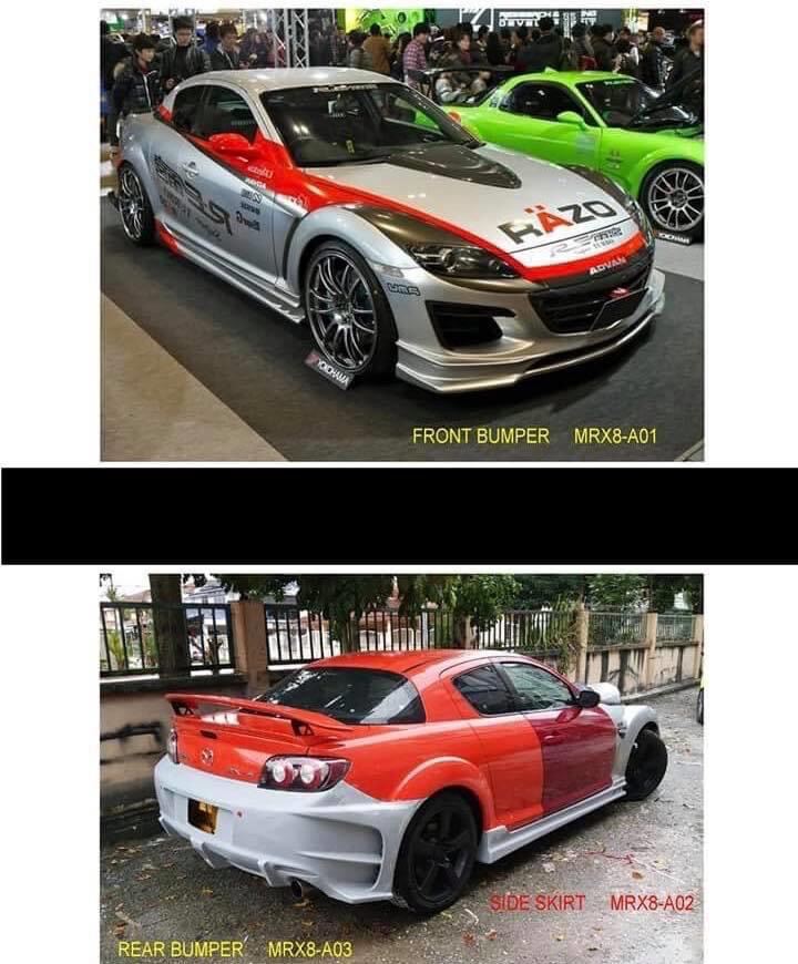 Mazda rx8 rx 8 amemiya bodykit body kit frokt side rear bumper skirt