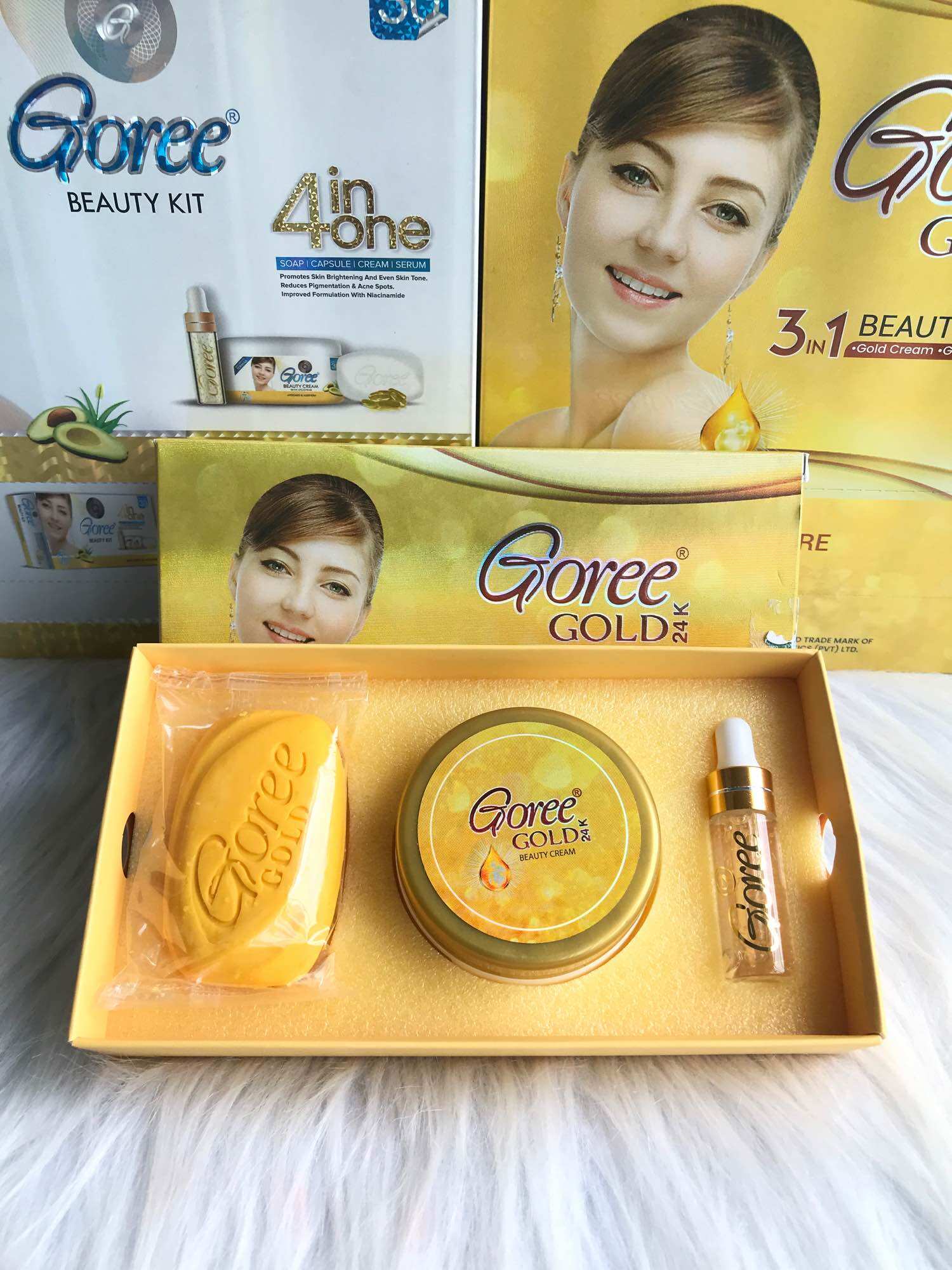 Goree Gold 24K 3in1 Beauty Kit Gold Cream + Gold Soap + Gold Serum