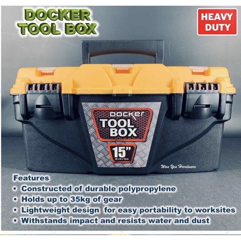 [100% ORIGINAL] DOCKER HEAVY DUTY PVC TOOLS BOX / CONTAINER BOX | Lazada