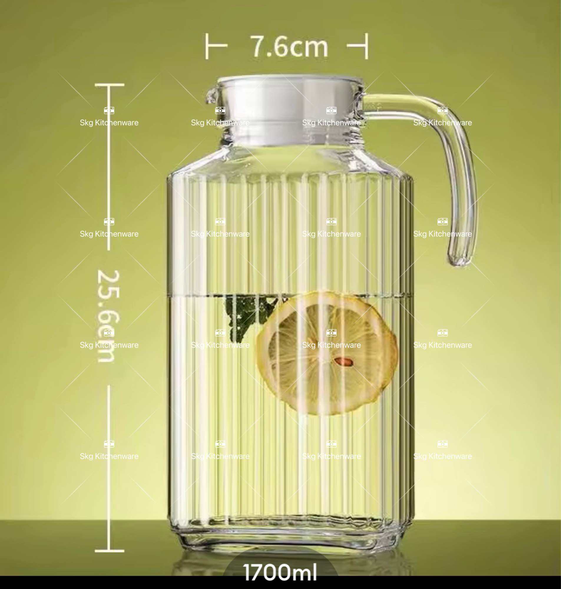 Ready Stock 500ml/1100ml/1700ml Drinking Glass Serving Jug With Lid