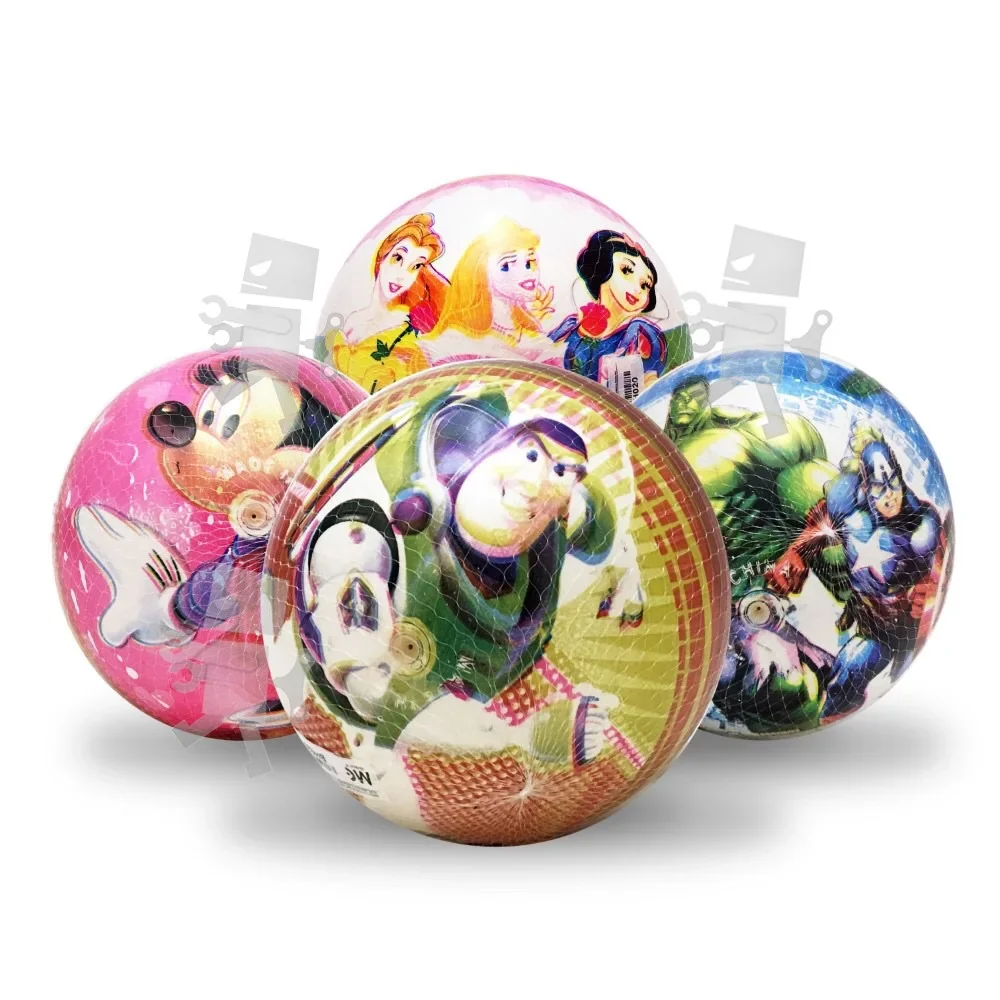 Inflatable 24cm PVC balls with cartoon design bouncing toys for kids