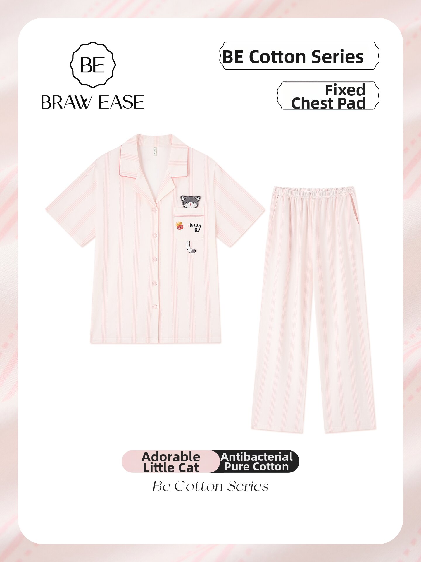 BE | Pure Cotton Padded Summer Spring Autumn Sleepwear Set Harga 119 Ringgit*Penghantaran Percuma