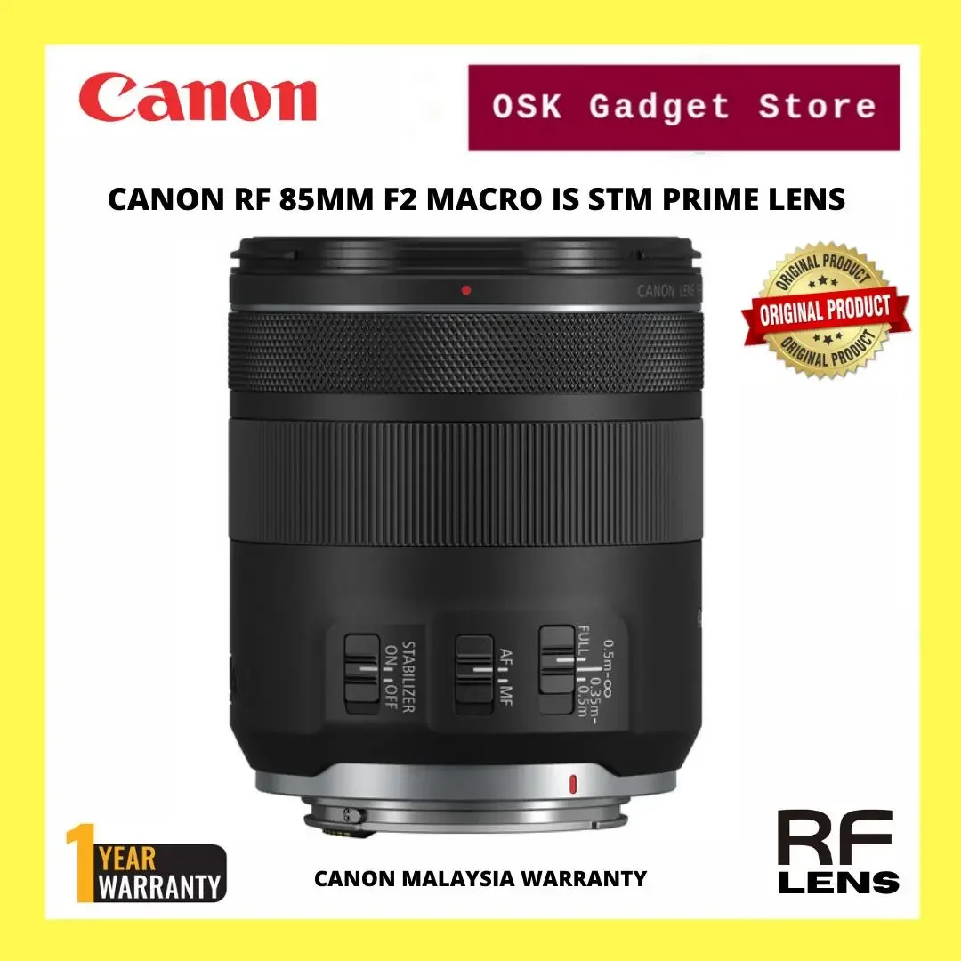 Canon RF 85mm F2 Macro IS STM Prime Lens For Eos RP Eos R Eos R6 Eos R5 (1 Year Canon Malaysia Warranty)