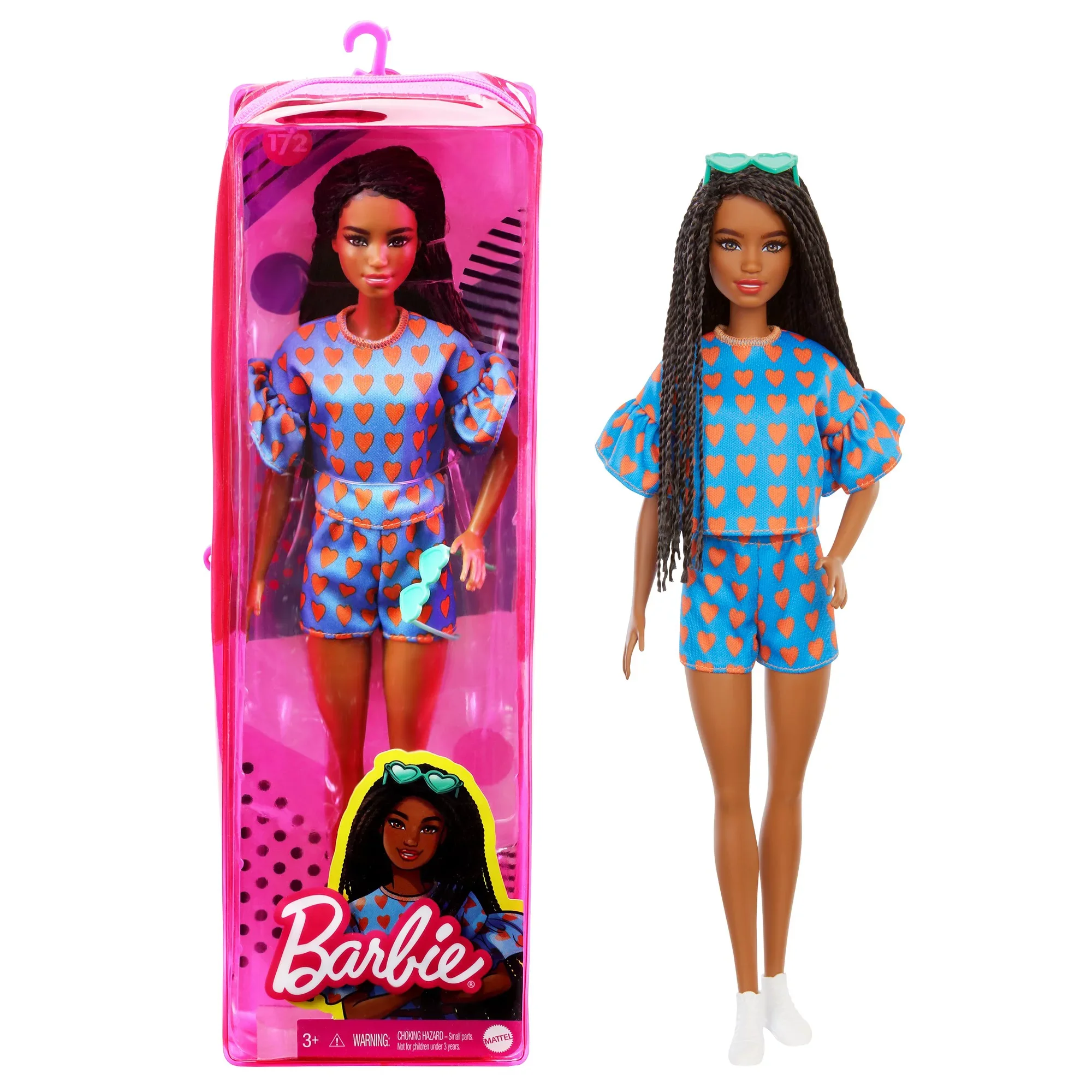 Barbie Fashionista doll with grey mouse print dress and ruffled sleeves and  pink booties and sun glasses lavender hair toys for girl - Lazada | Lazada