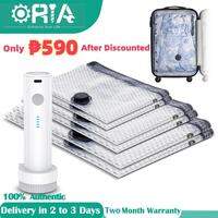 ORIA Vacuum Storage Bags with Electric Pump 6 Combo Reusable Space Saver Bags Vacuum Compression Zipper Storage Bags with Airtight Valve Strong Space Saver Compression Bags