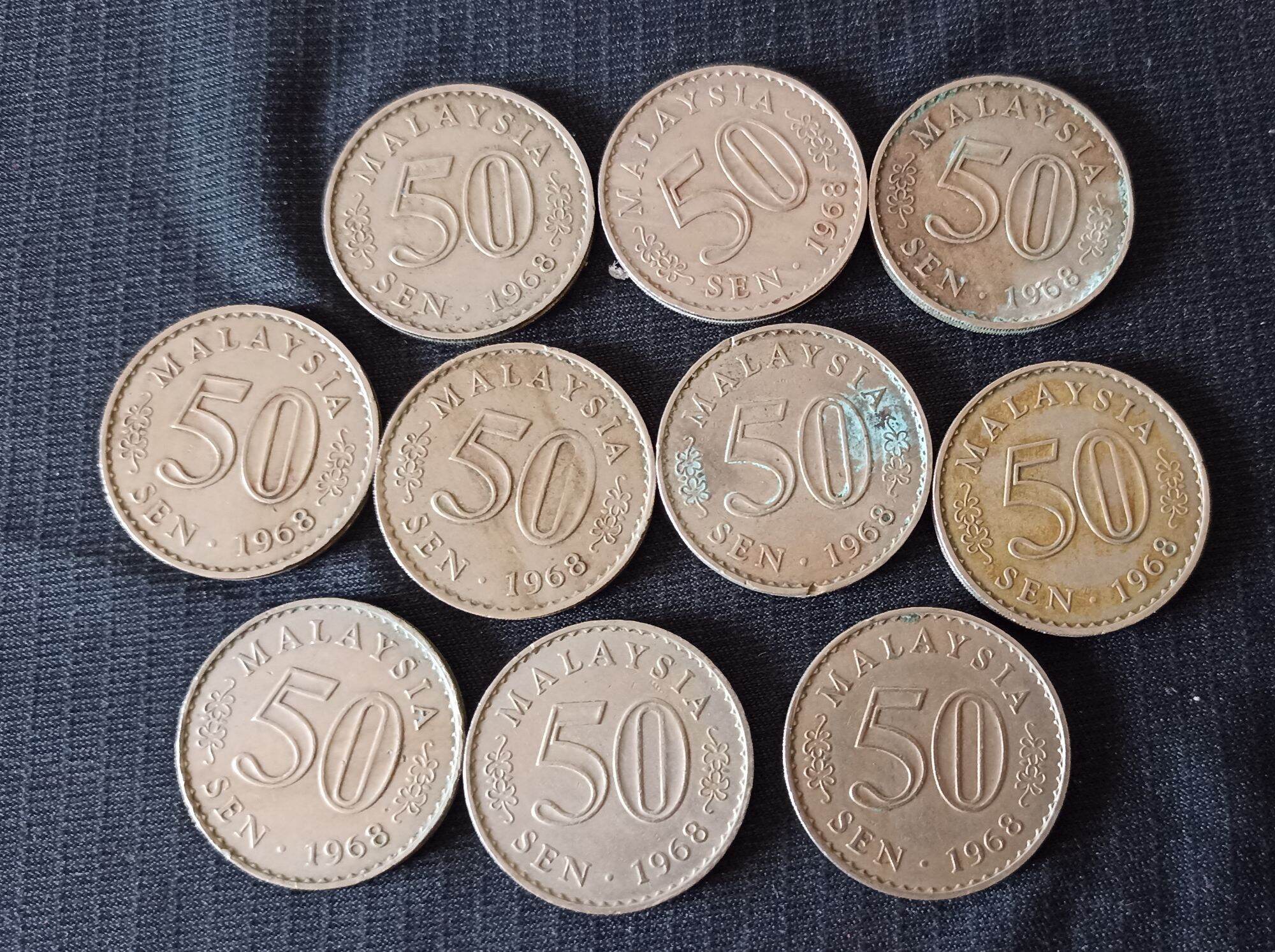 Malaysia sen 50c 1968 terbelah parlimen duit lama syiling