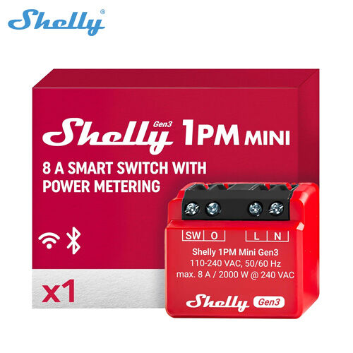 Shelly 1PM Mini Gen3 Wi-Fi Operated Smart Switch 8A Power Metering smallest Relay switch smart control precise power monitoring ราคา 632 บาท*ส่งฟรี