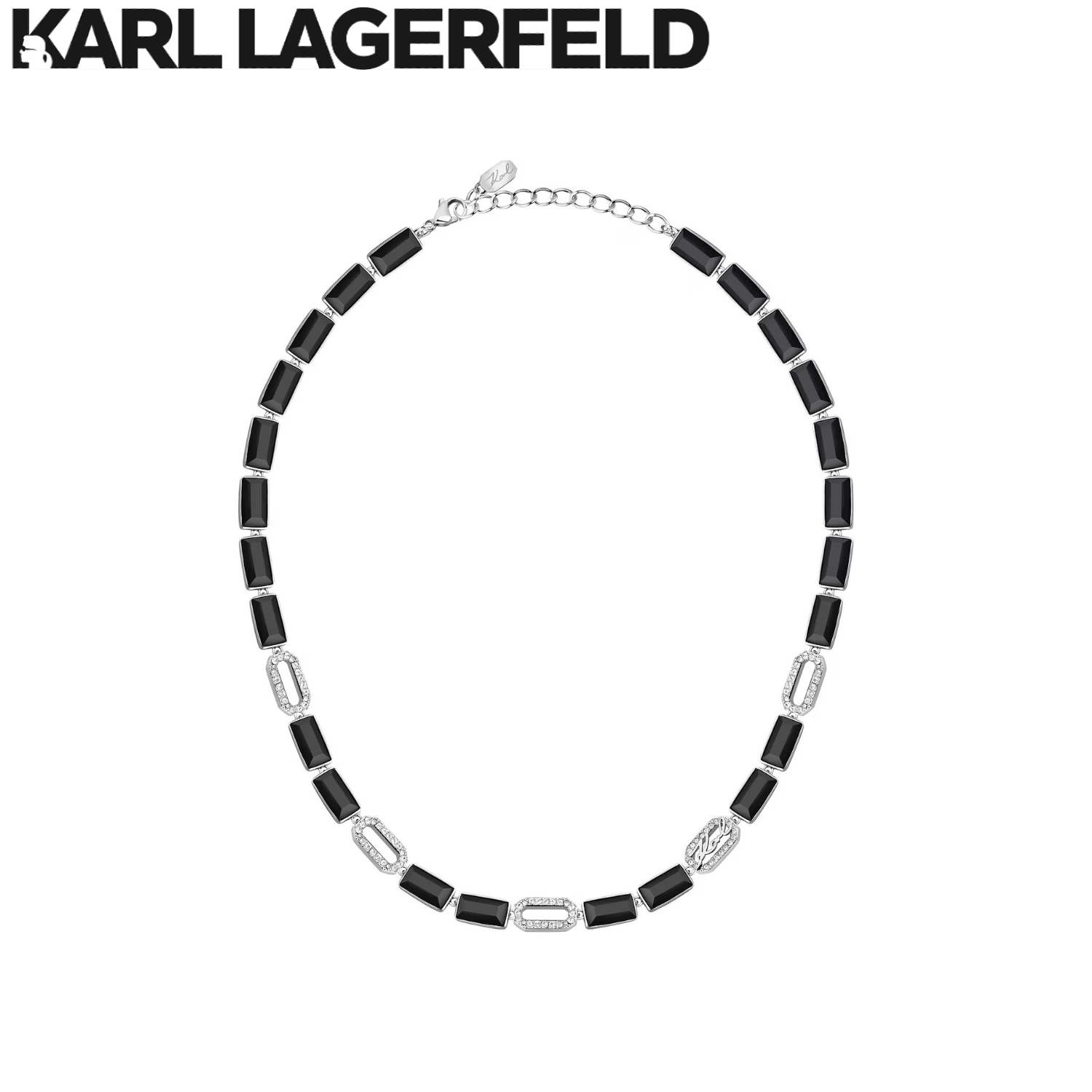 KARL LAGERFELD Crystals Necklace WHITE and BLACK 40+5CM KLAYC03 ราคา 11,947 บาท*ส่งฟรี