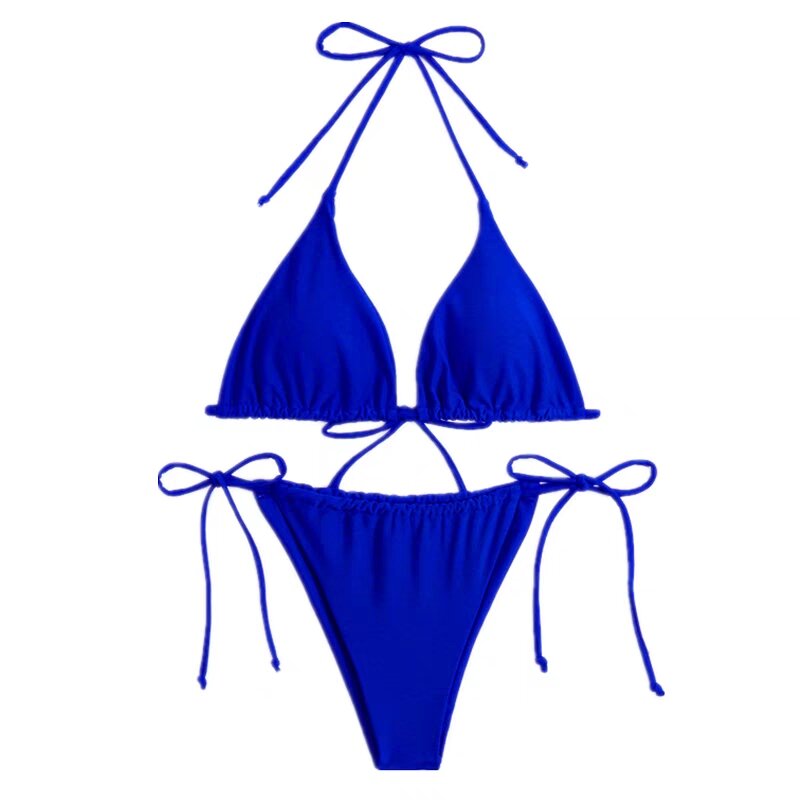 Sexy White Three Point Bikini Klein Blue Bright Color Series Hot Girl