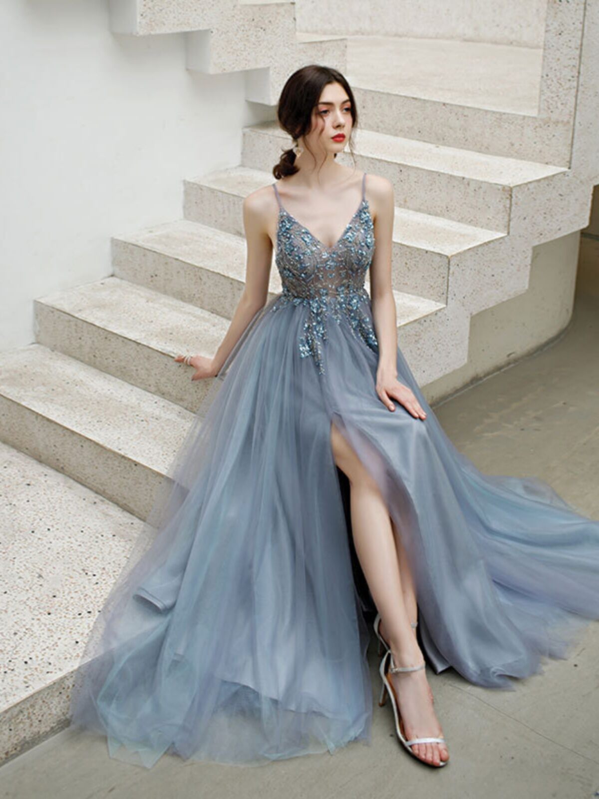 Long Gown Lazada Shopping Dress Maxi Dress Lazada Dress Formal Navy Blue  Plus Size High Low