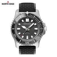 NORTH EDGE ABYSS Solar-Powered Watch for Men 316L Stainless Steel Case Ceramic Bezel Hardened Mineral Glass Ice-Textured Dial 200M Waterproof Diving Watch