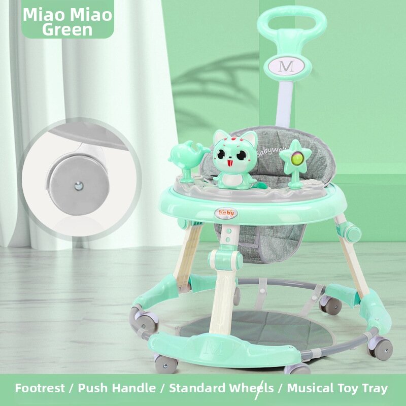 7-level Adjustable Anti-topple Foldable Baby Walker