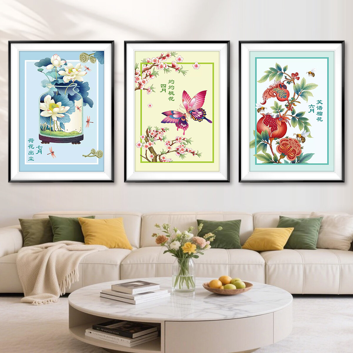 QIANHONGXIU | Modern Floral Theme Cross Stitch Kit for Home Decor