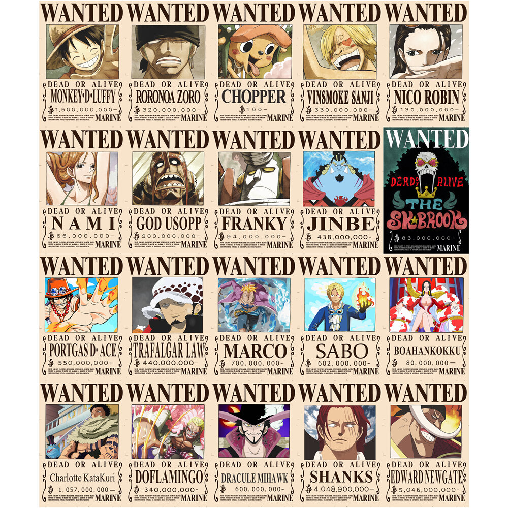 One Piece Wanted Order Reward Order Poster NICKA Luffy 3 Billion Retro ...