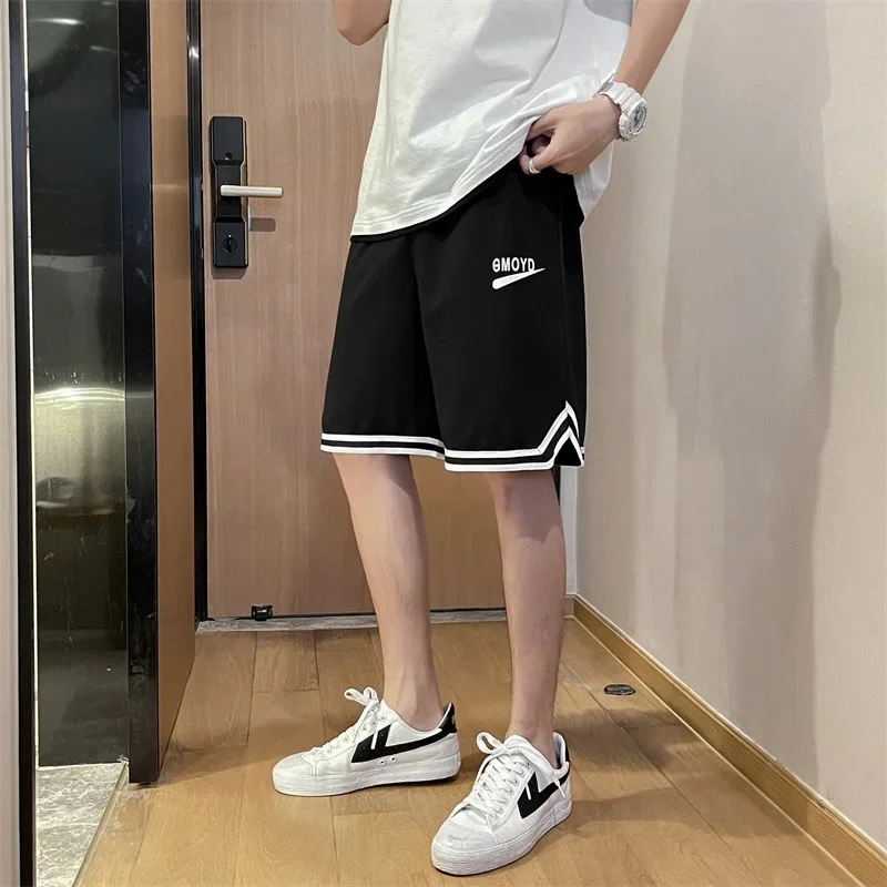 Summer Thin Sports Shorts Men's Hong Kong Style Ins Loose Straight Short Pants Fashion Brand All-Matching Student Basketball Shorts