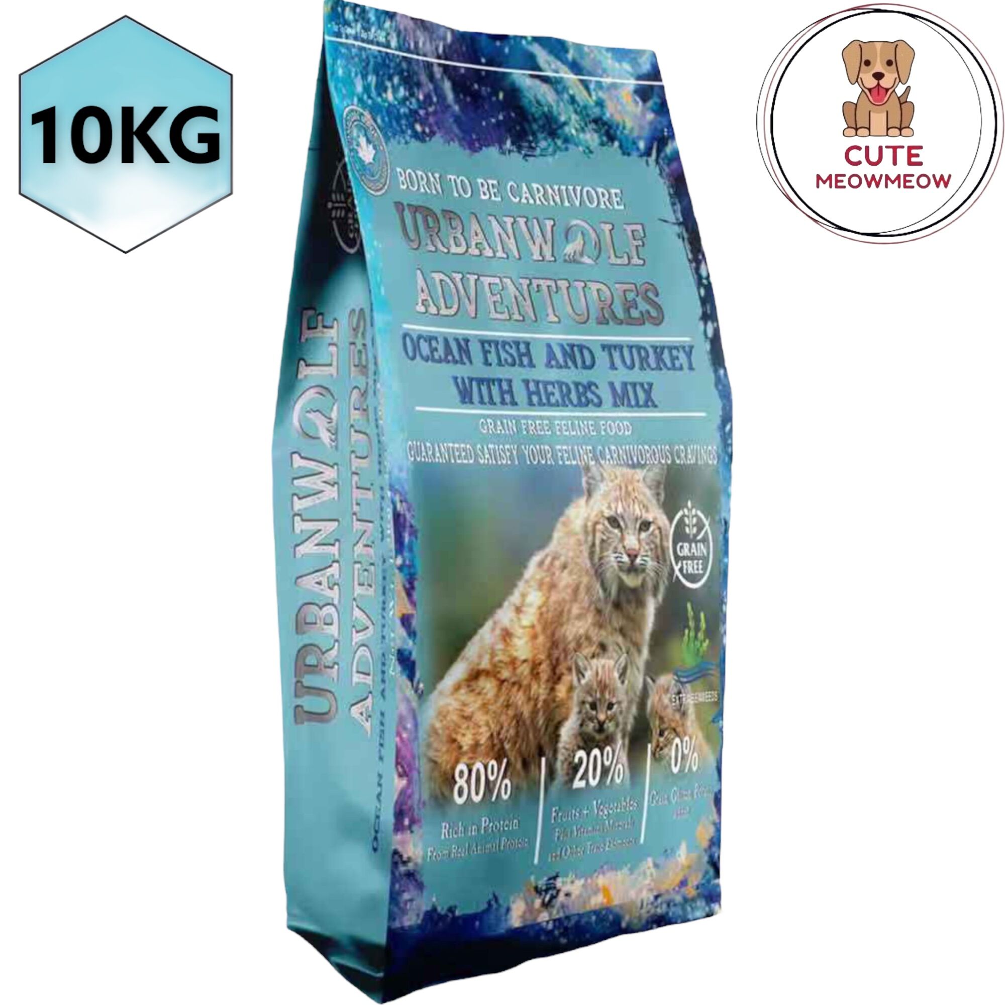 UrbanWolf Adventures Dry Cat Food 10kg Alaska Salmon/Ocean Fish ...