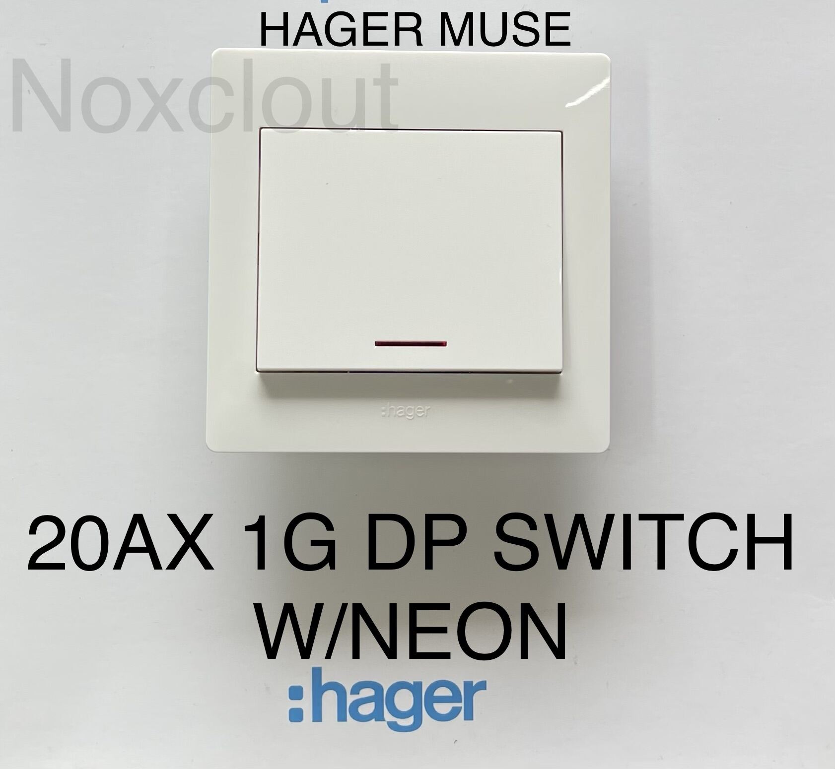 HAGER MUSE 20A DOUBLE POLE SWITCH (WATER HEATER / AIR COND SWITECH WITH NEON) WGML2D1N 1G1W • WGML2D12N 1G2W • WGML2D2N 2G1W •