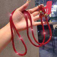Fashionable Long Diamond Studded Mobile Phone Lanyard Crossbody Bag Cover Solid Pearl Hanging Chain Luxury Rhinestone Shoulder Strap