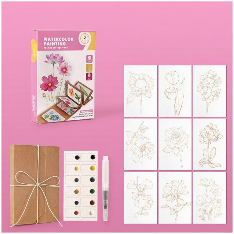 Stress Relief Coloring Book Watercolor Draft Sketchbook With Paint