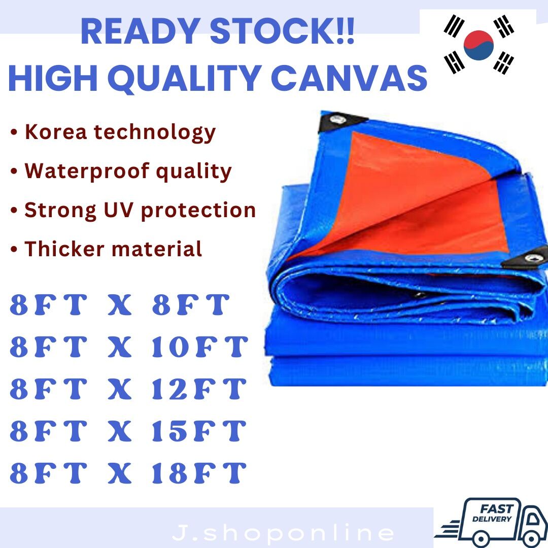Blue Orange Waterproof Canvas Kanvas Tarpaulin Sheet Canopy Camping