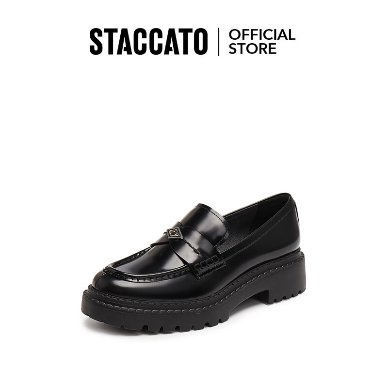 Staccato Women's Loafers Round Toe Thick-soled Leather Shoes 9UL14 ราคา 4,590 บาท*ส่งฟรี