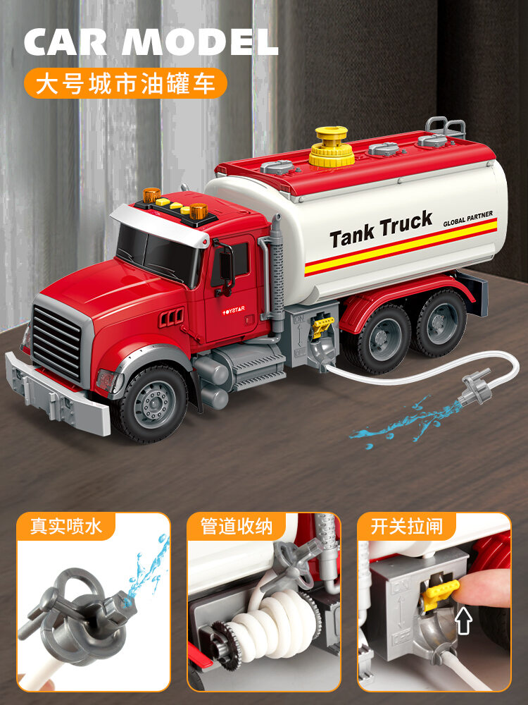 Children's Car Toys 3YearOld Boy 2023 New Inertia Large Rescue Trailer Crane Mixing Tank 2