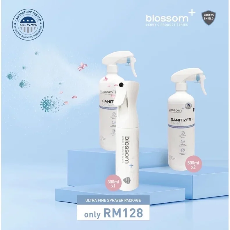 Blossom plus Mist Spray Ultra Fine Sanitizer set (Ultra Fine 300ml x 1,Blossom + 500ml x 2)