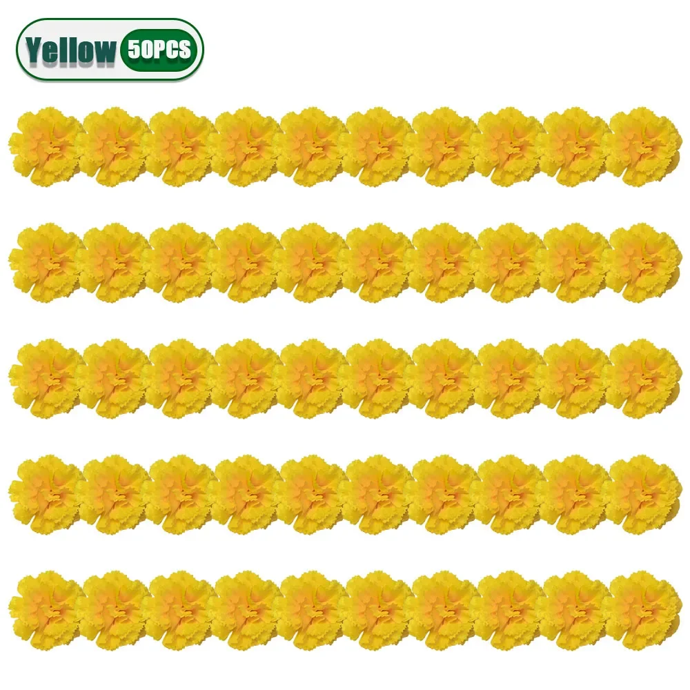 2.17 InchMexican Marigold Artificial Flowers Day of The Dead DIY Garland String Halloween Diwali Party Home Outdoor Decoration