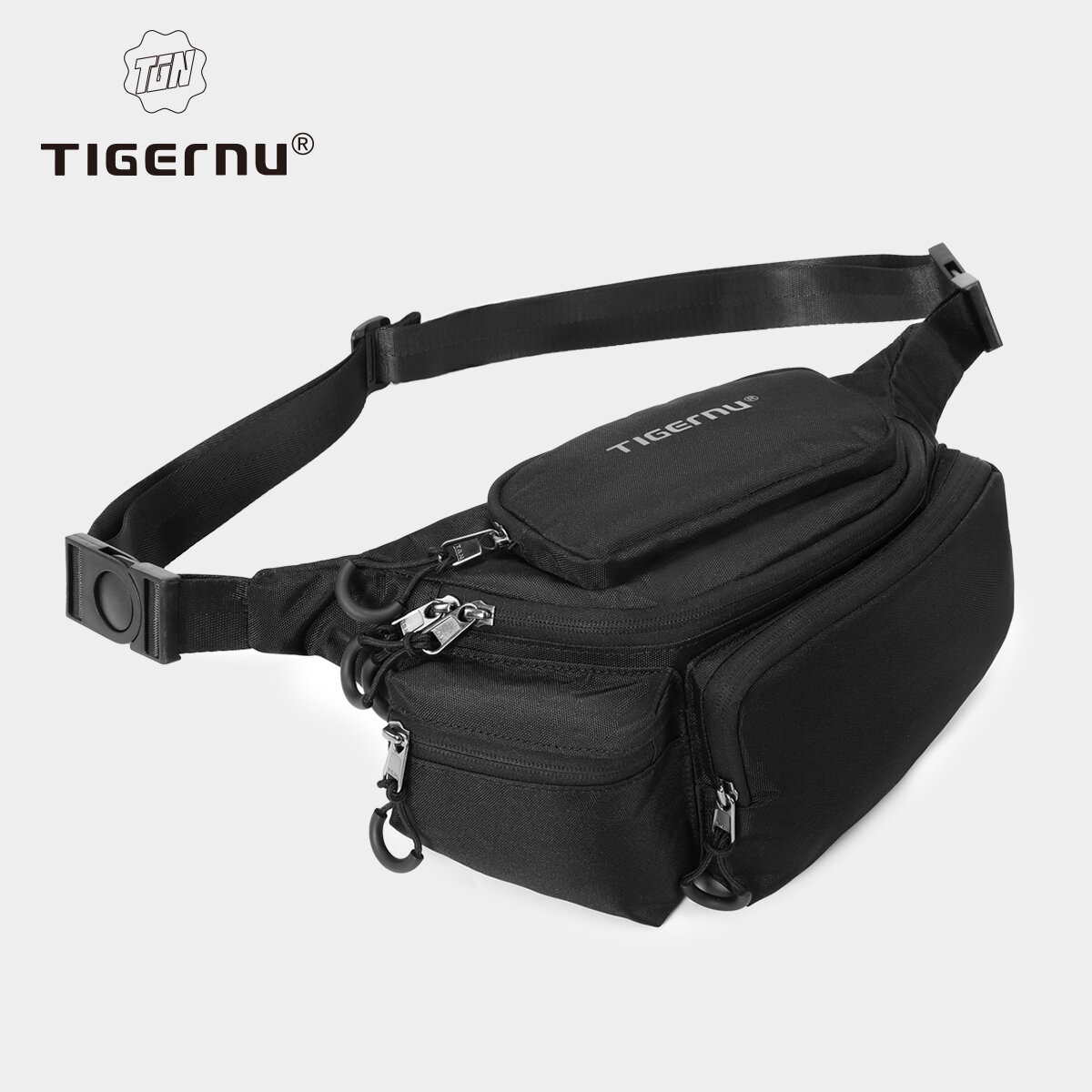  Tigernu 81119 không thấm nước beltbag cho nam nhẹ Túi đeo thắt lưng phong cách thời trang Túi Đeo Chéo Cặp đi học 