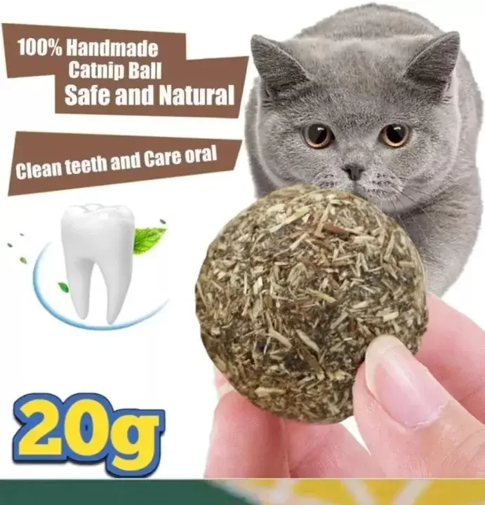 Natural Cat Catnip Ball Toys Kitten Treat Ball Cats Playing Cleaning Teeth Toy-20g
